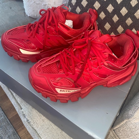 Red Balenciaga Track Sneakers - Picture 2 of 14